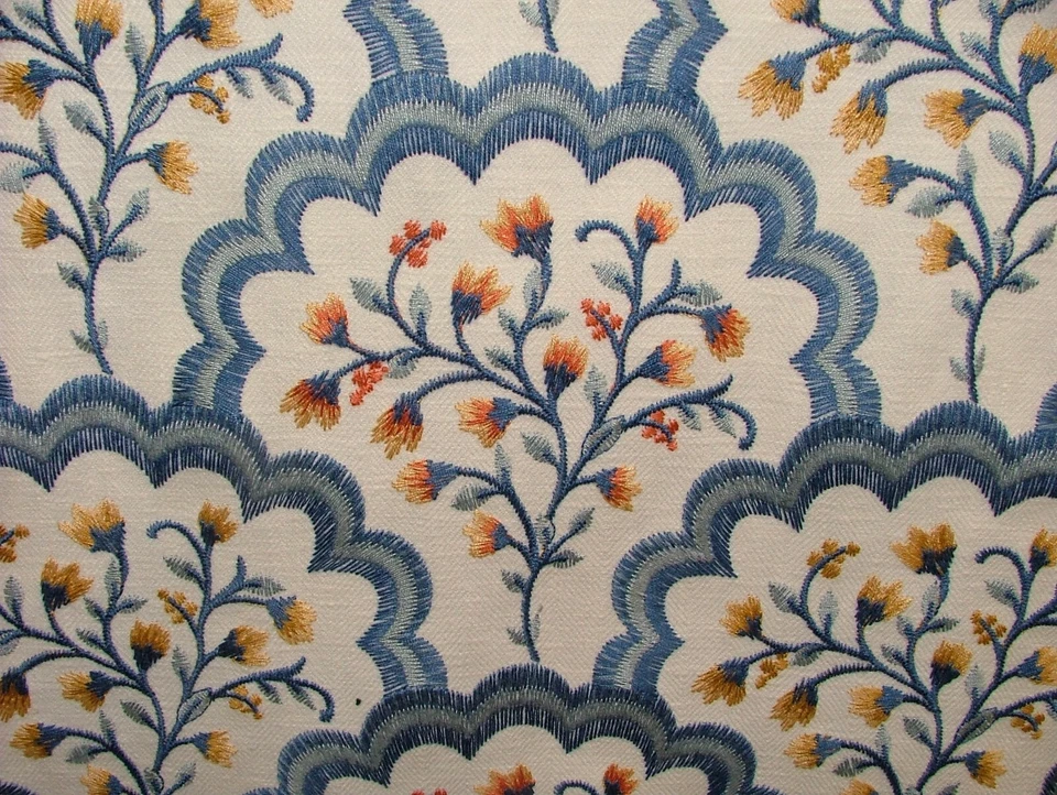 1.2 Metros Cortina De Tela Bordada Batik Aquarius Para Tapicería Y Cojín - Imagen 1 de 4