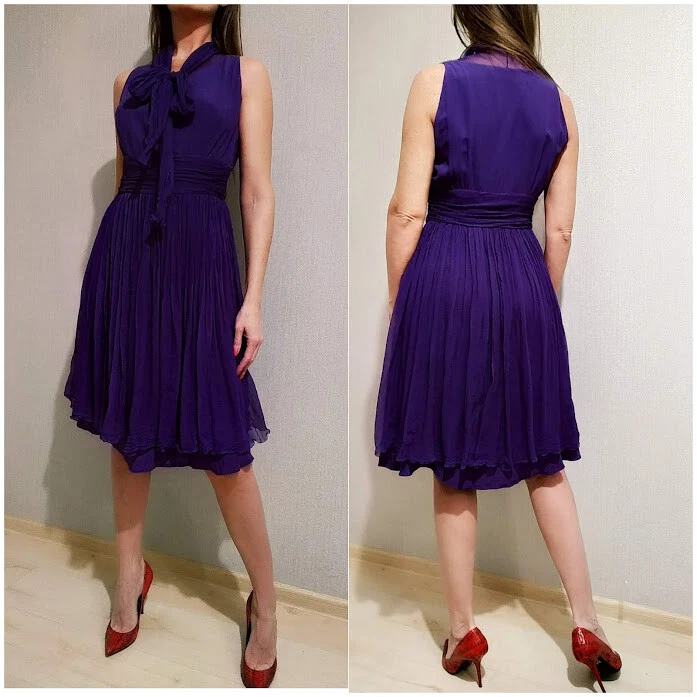 AUTENTICO VINTAGE Christian Dior abito seta viola 44 it 40fr