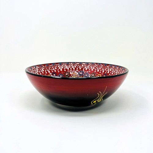 8" Turkish Handmade Floral Serving Bowl Decorative Bowl Ceramic Bowl - Picture 3 of 7