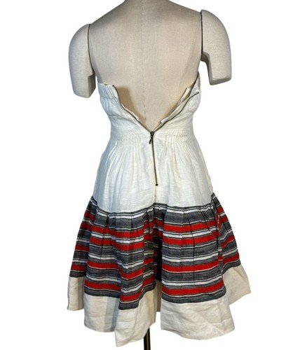Anthropologie Floreat Strapless Cotton Dress Women’s Size 0 Cream/Striped - Picture 7 of 17