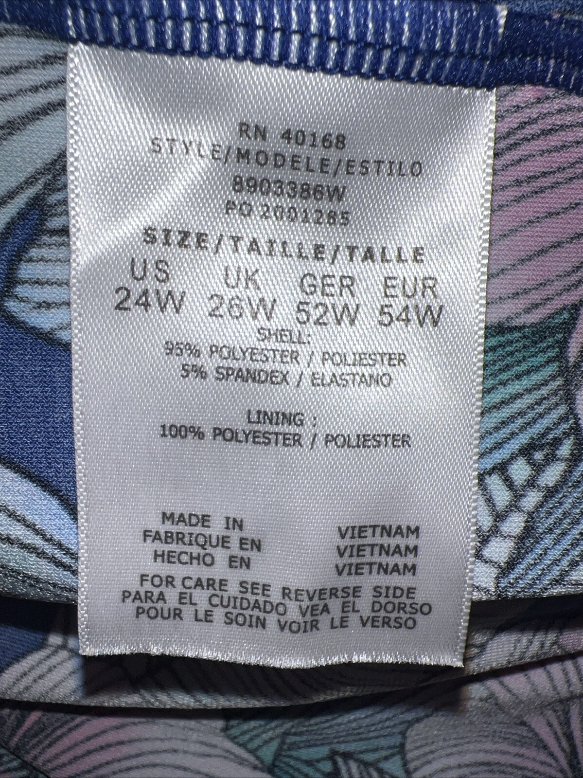 Tankini Swimsuit Bathing Top Plus Size 24W Floral Multicolor Stretch Builtin Bra