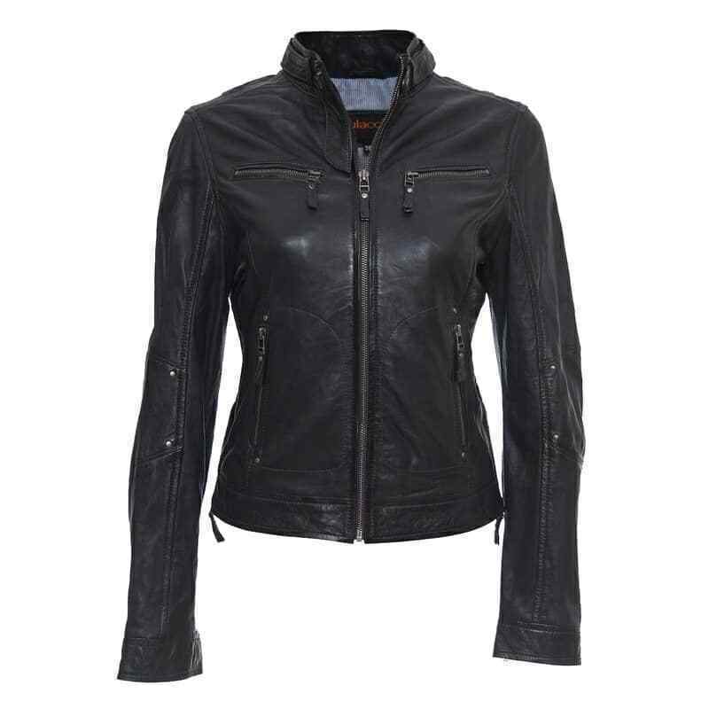 Chaqueta/abrigo de motociclista de cuero genuino de piel de cordero para mujer