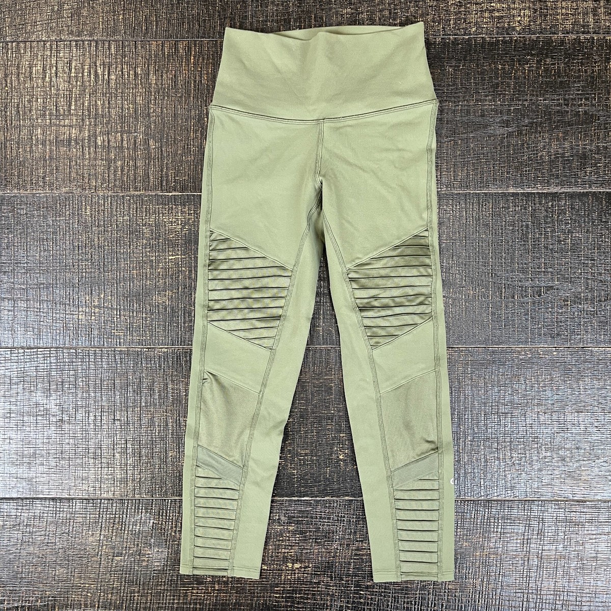 Alo Yoga Olive Green Yoga Moto Breathable Leggings Women's Size