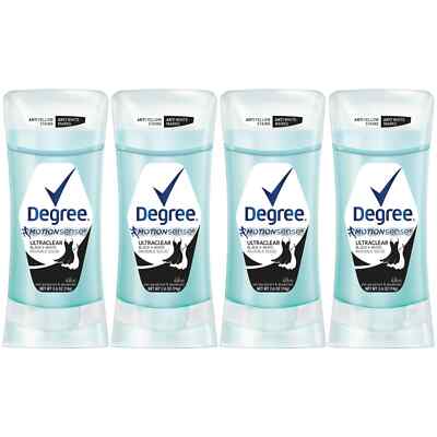 4 PACK Degree Motion Sense Ultra Clear Black & White Invisible solid 2.6oz