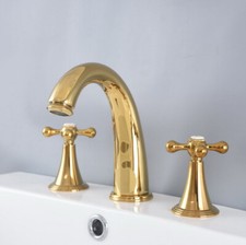 Gold Color Brass Widespread 3 Hole Bathroom Basin Sink Faucet Mixer Tap Ghg989