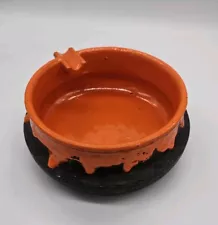 Londi Bitossi Italy Fat Lava Drip Glaze Pottery Orange Black 8" Table Ashtray