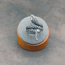 925 Sterling Silver Spiral Serpent Snake Men s Ring. Gothic Style.