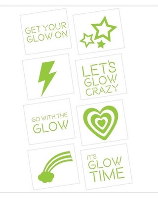 Let's Glow Crazy Temporary Tattoo Favors, 16 Ct