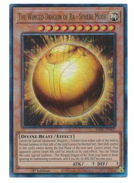 Winged Dragon of Ra Sphere Mode RA01-EN007 Prismatic Ultimate Rare Card