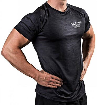 Workout & Fitness T-Shirt von White Wolf Fitness für Männer, Größe L