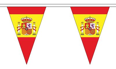 SPANIEN MIT WAPPEN 20 Meter DREIECK WIMPEL 30 FAHNEN Flagge 54 FAHNEN SPANISCH