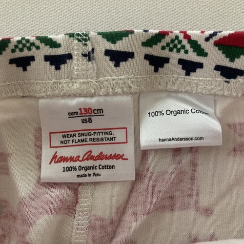 Hanna Andersson 130 Kids 8 Holiday Christmas Pajama Set Fair Isle Deer Organic - Picture 9 of 9