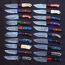 LOT OF 20 CUSTOM HANDMADE DAMASCUS STEEL FULLTANG SKINNER HUNTING EDC KNIFE 423