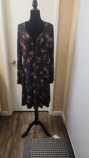 black floral long sleeve jeresy dress