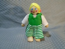 WOODEN POSEABLE GIRL 3.5" DOLL FIGURE UNBRANDED MF687 