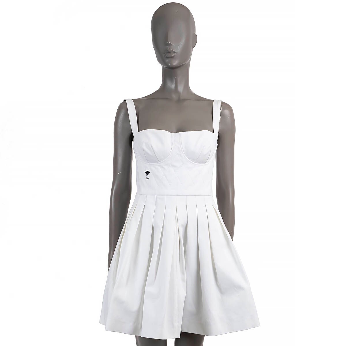 69775 auth CHRISTIAN DIOR white cotton 2017 PLEATED MINI Dress 40 M | eBay