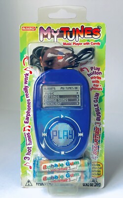 Vintage 2003 Alberts MY TUNES Musical Candy Container 6  Bubble Gum BLUE