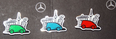 MK49  3 x Mercedes-Benz A-Klasse BERLIN Pin rot, grün, blau - Comic A-Klasse