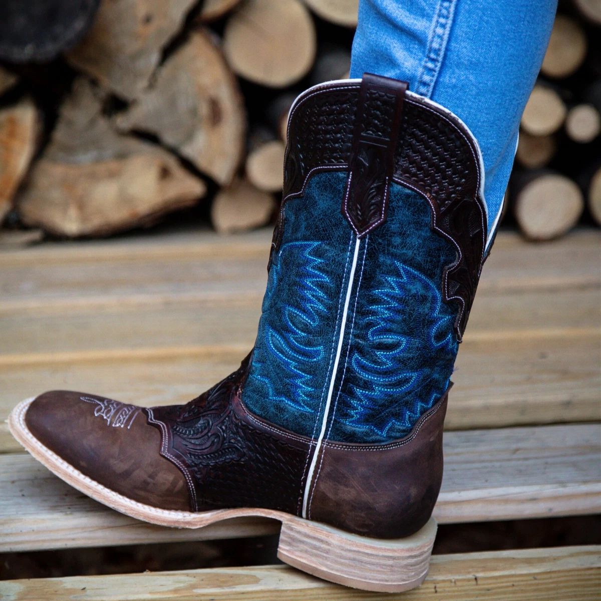 Hand tooled hotsell cowboy boots mens