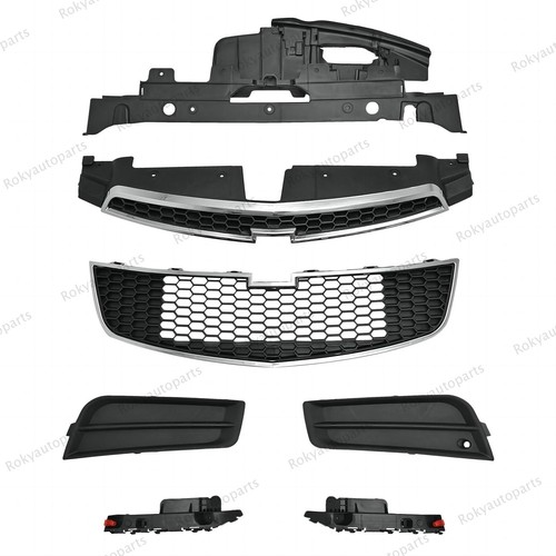 11-Piece Chrome Mesh Grille & Fog Light Kit For 2014-2016 Hyundai Elantra (Front Bumper, Black Housing, Halogen) - View #4