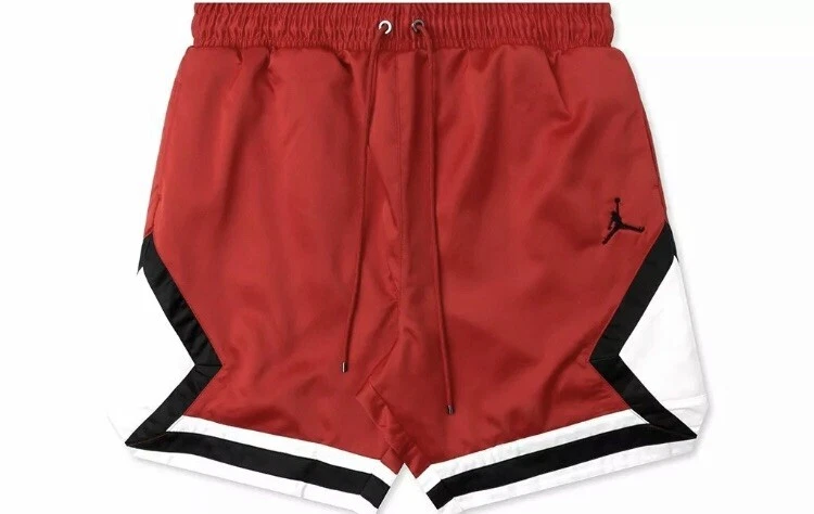 NEW NIKE AIR JORDAN SATIN DIAMOND SHORTS MENS SZ L RED WHITE BLACK