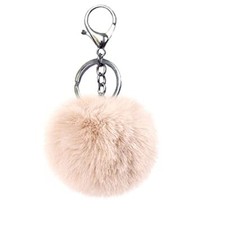 Pom Pom Keychain Artificial Fur Ball Keychains Fluffy Tote Pendant Car Apricot