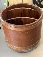 Extra Large Firkin HUGE 14h X 15x15 Wood Two Dividers No Lid Antique Vintage