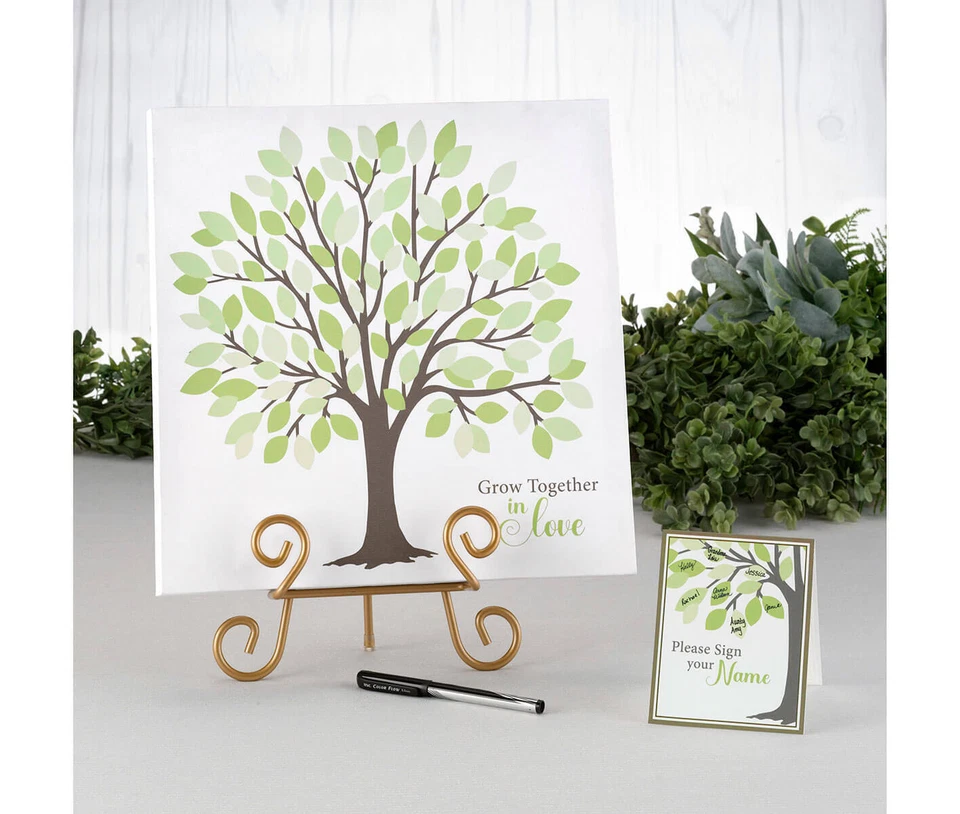 Свадебное дерево гостевая книга альтернативное дерево для подписи с зелеными листьями - Изображение 3 из 4