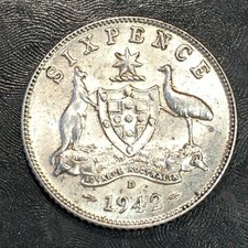 1942-D Australia Six Pence sixpence - High Quality Scans #Q876