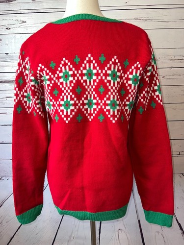 Holiday Time Ugly Christmas Sweater Lights Up Unisex Medium 38 40 Cow Farmer - Picture 4 of 9