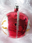 Vintage 2.25" MERCURY GLASS ROUND BALL Christmas ORNAMENT RED w/ Silver Glitter — photo 7