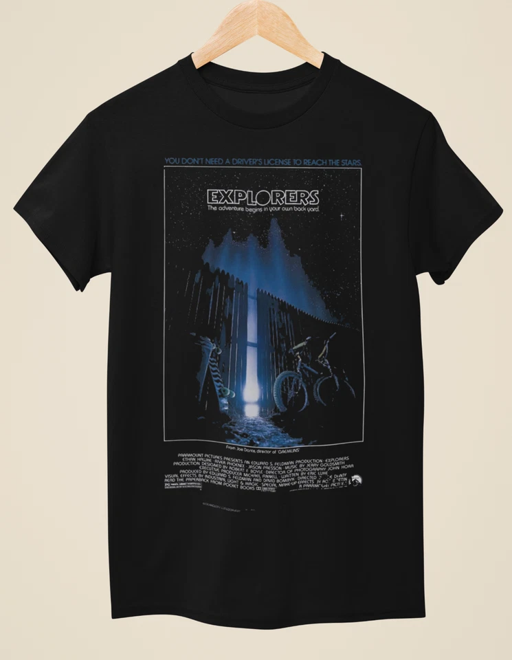 URBAN FOXX Explorers - Maglietta nera unisex ispirata alla poster del film