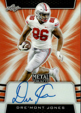 2019 Leaf Metal Draft Orange #BA-DMJ Dre'mont Jones OHIO STATE /7