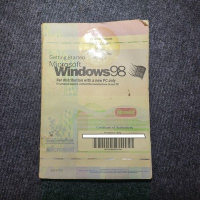 Microsoft Windows 98 Getting Started Manual COA Product Key OEM Vintage Retro PC