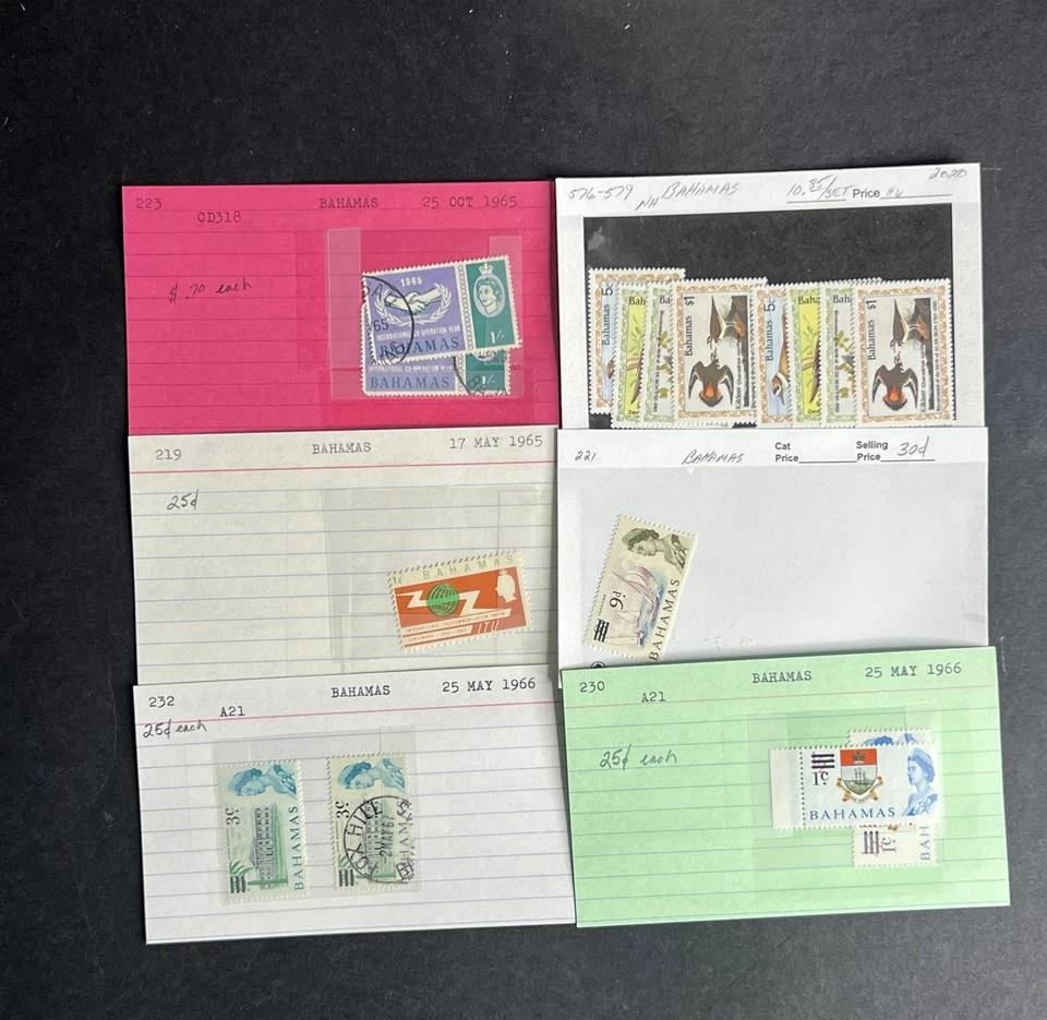 Bahamas Stamp Collection Dealer Cards $383 CV Mint & Used ZAYIX - Image 2 of 4