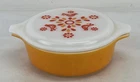 Pyrex Friendship Round Casserole 471 One Pint Bright Orange Base W/ Opal Lid