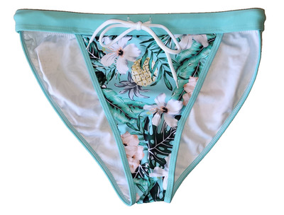 Tropical Mint Pineapple Print Men's Swim Sport Briefs. Size Large 34''-36''