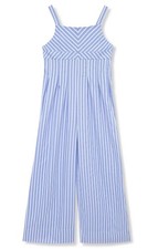 Habitual Girls Blue White Stripe Wide Leg Jumpsuit, Size 7/8