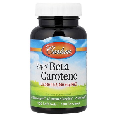 Super Beta Carotene, 7,500 mcg RAE (25,000 IU), 100 Soft Gels