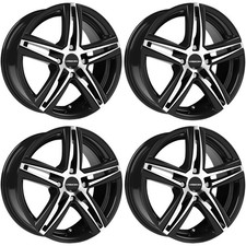 Set 4 15 Vision 640 Nitrous Gloss Black Machined Face 15x6.5 4x100 38mm Wheels