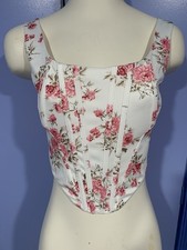 Shein Bustier Corset Top, Size Small, Plastic Boning, Floral, Sleeveless
