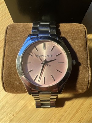 Michael Kors Slim Runway Damenuhr MK3380 Silber Rosa Edelstahl Armbanduhr