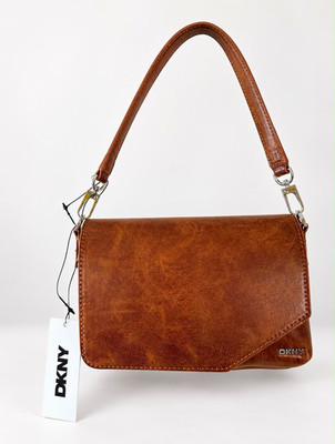 DKNY Women s Brown Shoulder Bag Magnetic Flap Adjustable Detachable Strap Small