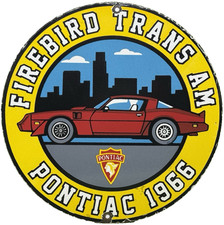 Vintage Pontiac Firebird Porcelain Sign Dealership Gas Station Motor Oil Garage