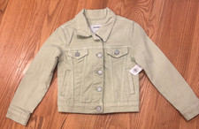 NWT Old Navy Girls Light Green Denim Looking Button Jacket Size XS-5