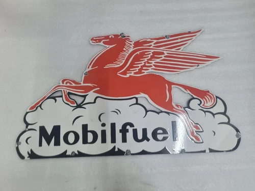 MOBIL FUEL PEGASUS 30 X 18  INCHES PORCELAIN ENAMEL SIGN