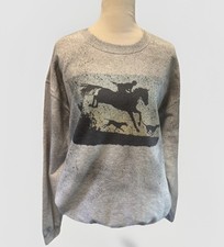 Vintage 90s Wild West Horses Crewneck Sweatshirt Size L Splatter Background