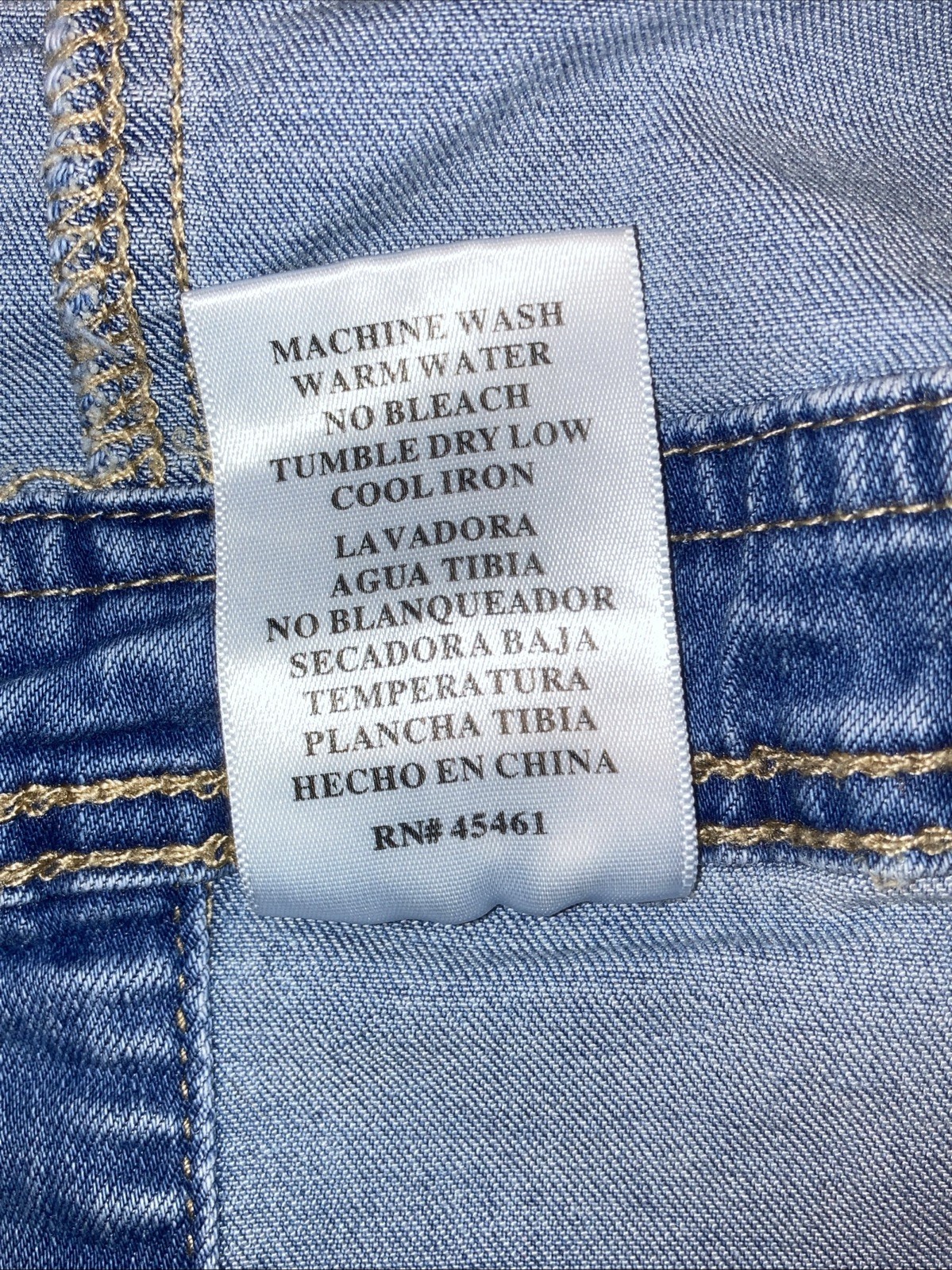 Encore Denim Overalls Distressed Cuffed Hem Adjustable Straps Size 9