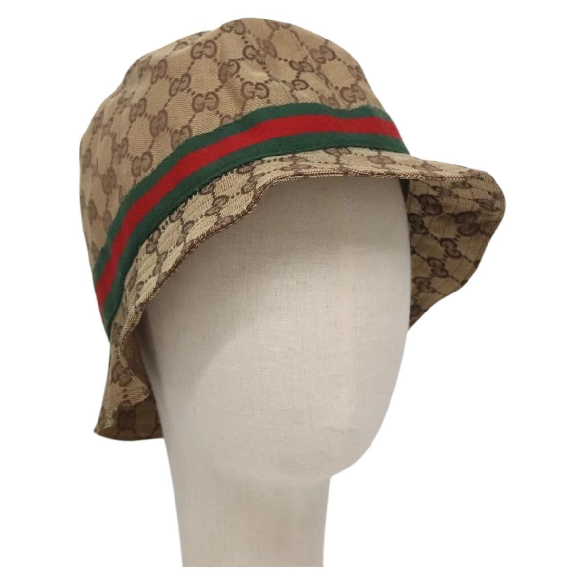 GUCCI GG Canvas Bucket Hat Web Sherry Line L Beige Green Red Auth 104161 GUCCI GG Canvas Bucket Hat Web Sherry Line L Beige Green Red  main image 4