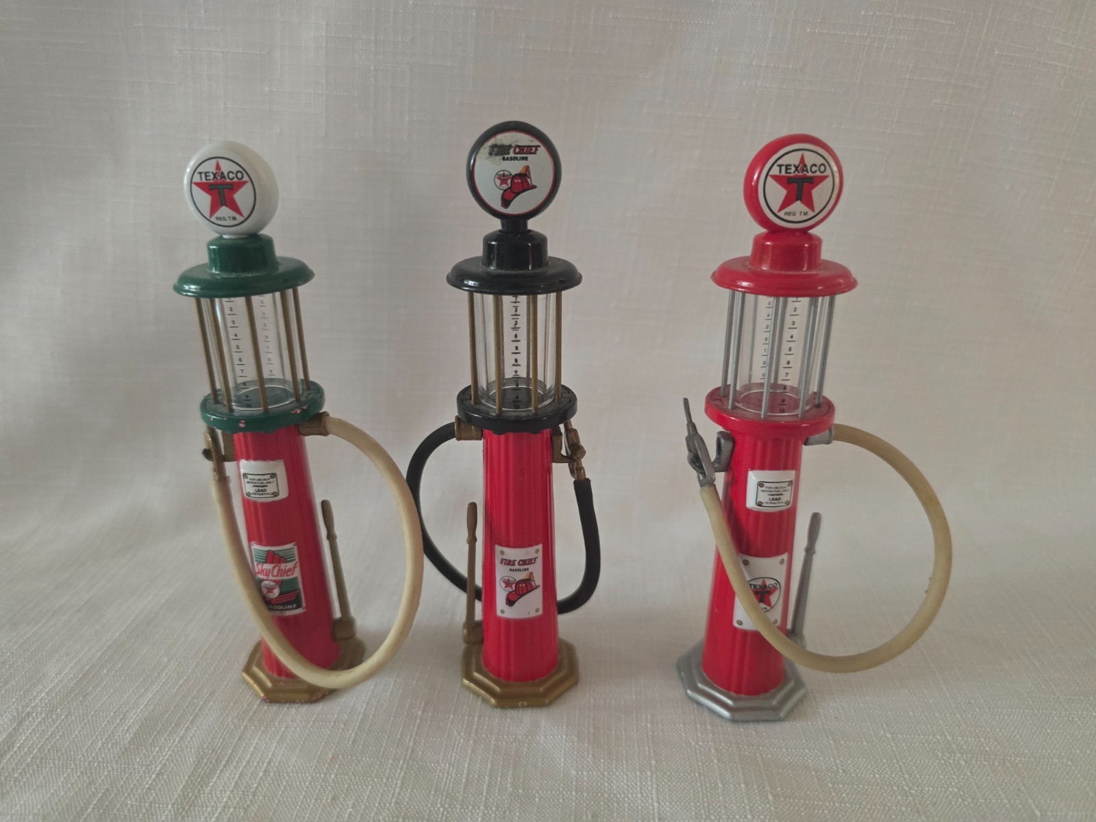 3 Texaco Replica Gas Pumps 5" Tall